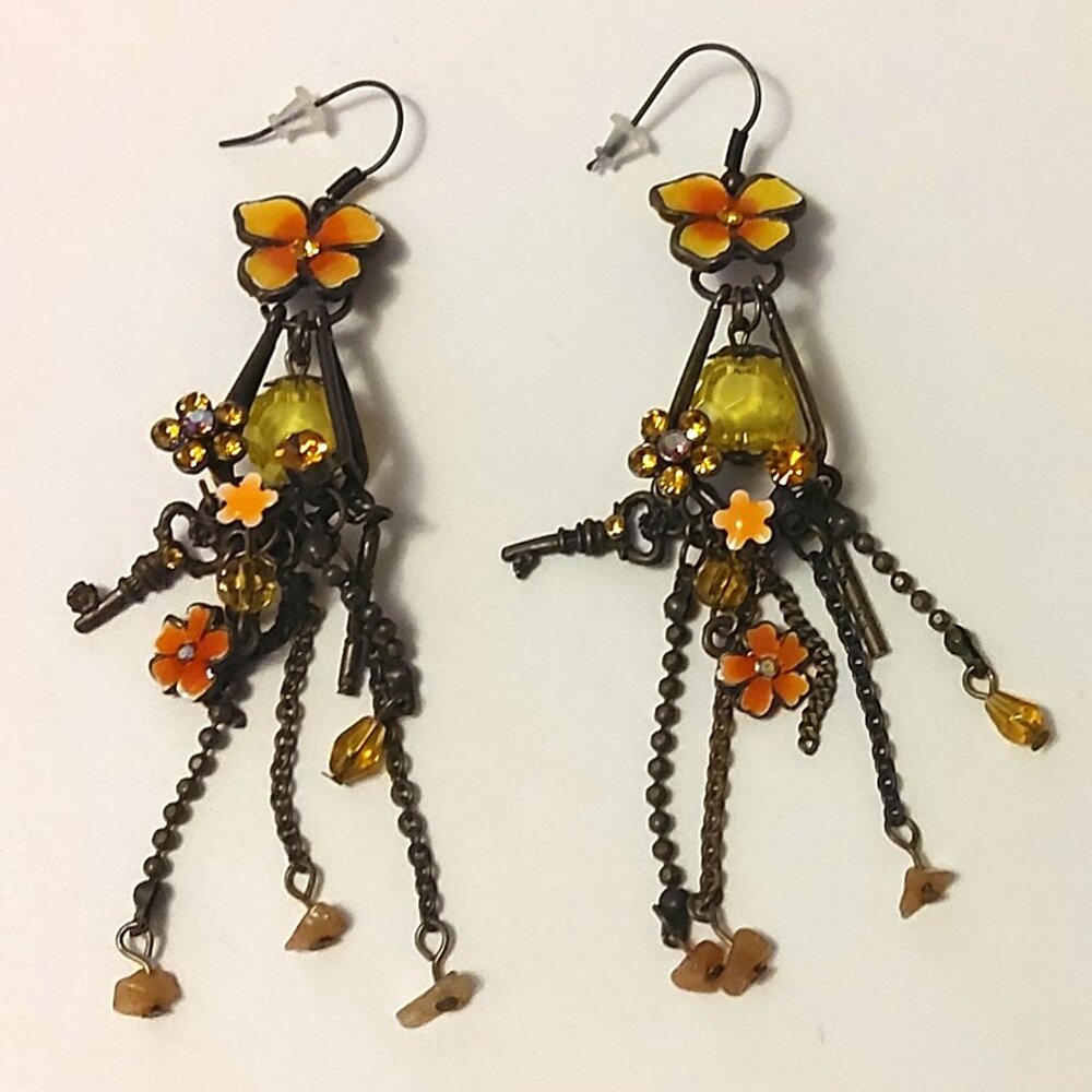 NEW Handcrafted Floral Long Drop Beaded Earrings Women Fashion Jewelry Gifts